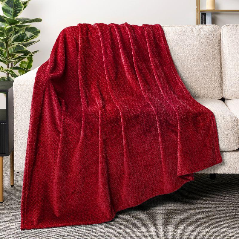 Wine Red Lightweight Fleece Flannel Throw Blanket