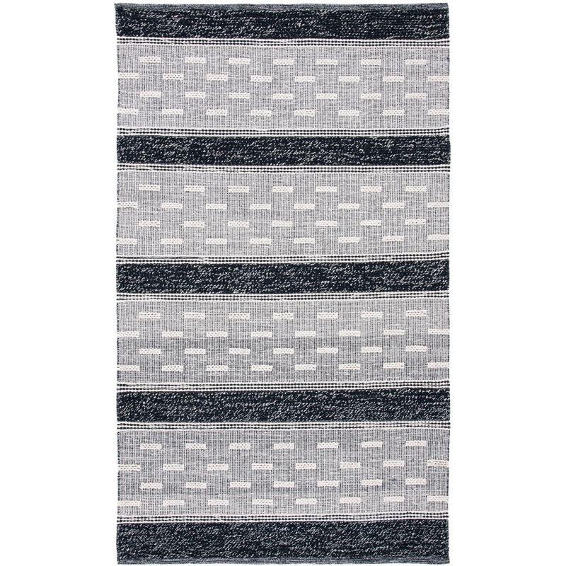 Striped Kilim STK518 Hand Woven Area Rug - Black/Ivory - 3'x5' - Safavieh.