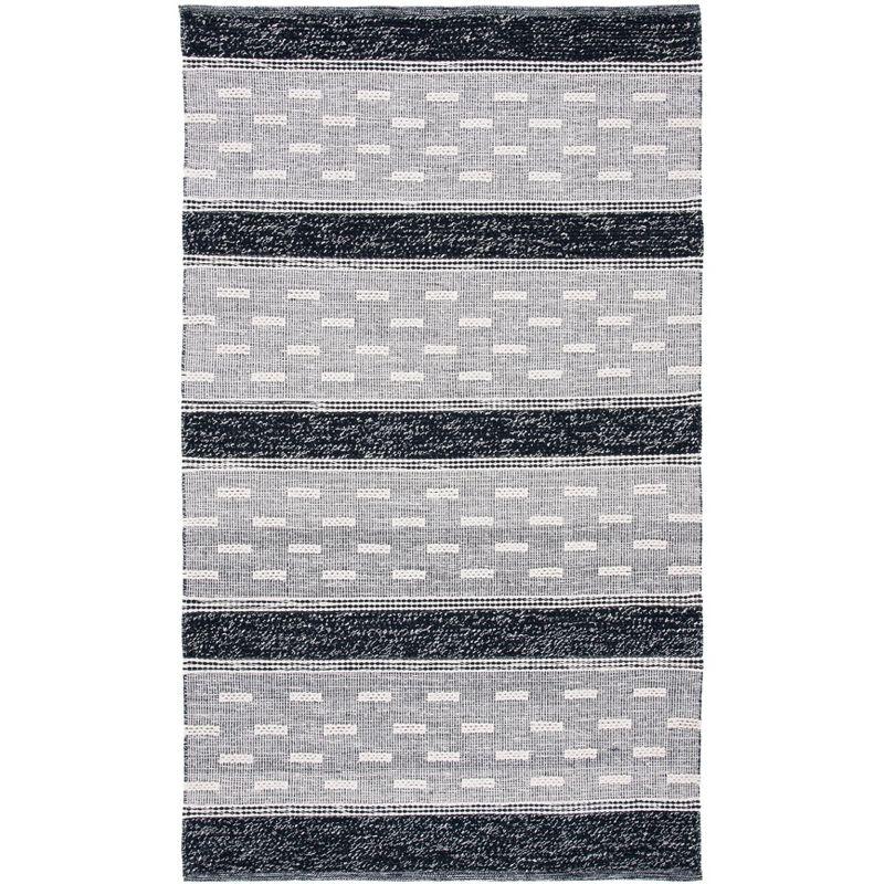 Southwestern Vibe Black and Ivory Wool-Cotton Blend Area Rug 3' x 5'