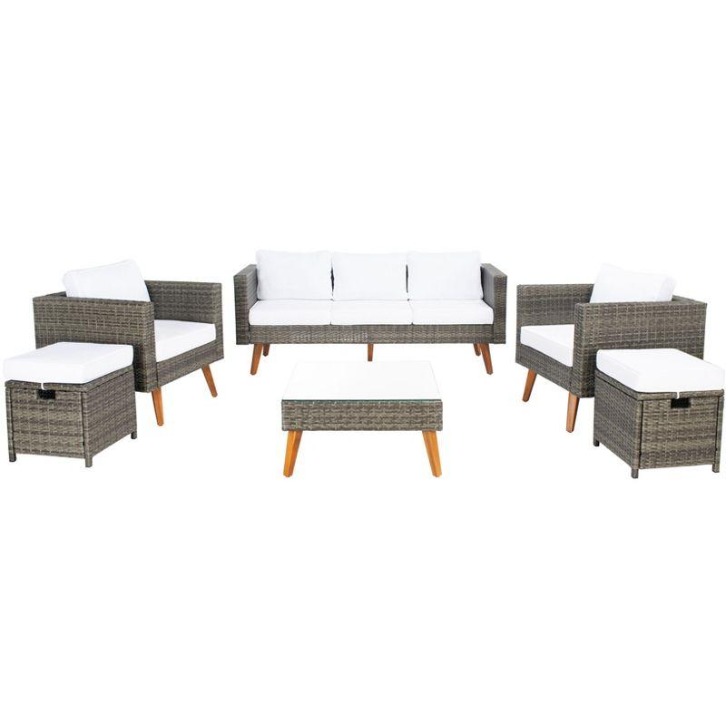 Presla 6 Pc Living Set - Indoor/Outdoor - PAT7715 - Grey Brown/White - Safavieh