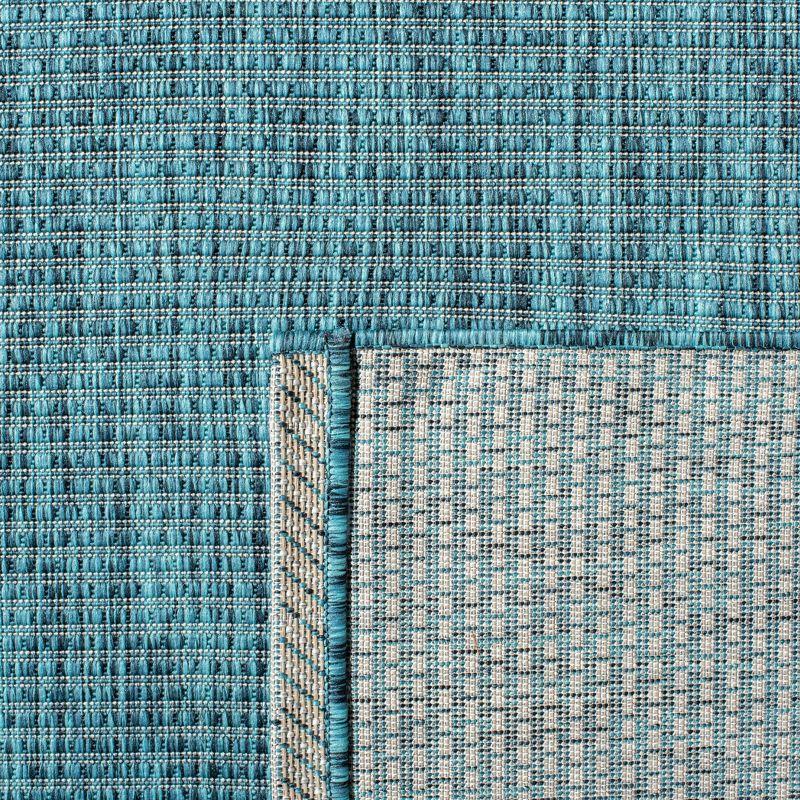 Courtyard CY8403 Power Loomed Indoor/Outdoor Area Rug - Grey/Aqua - 6'7"x6'7" - Safavieh.