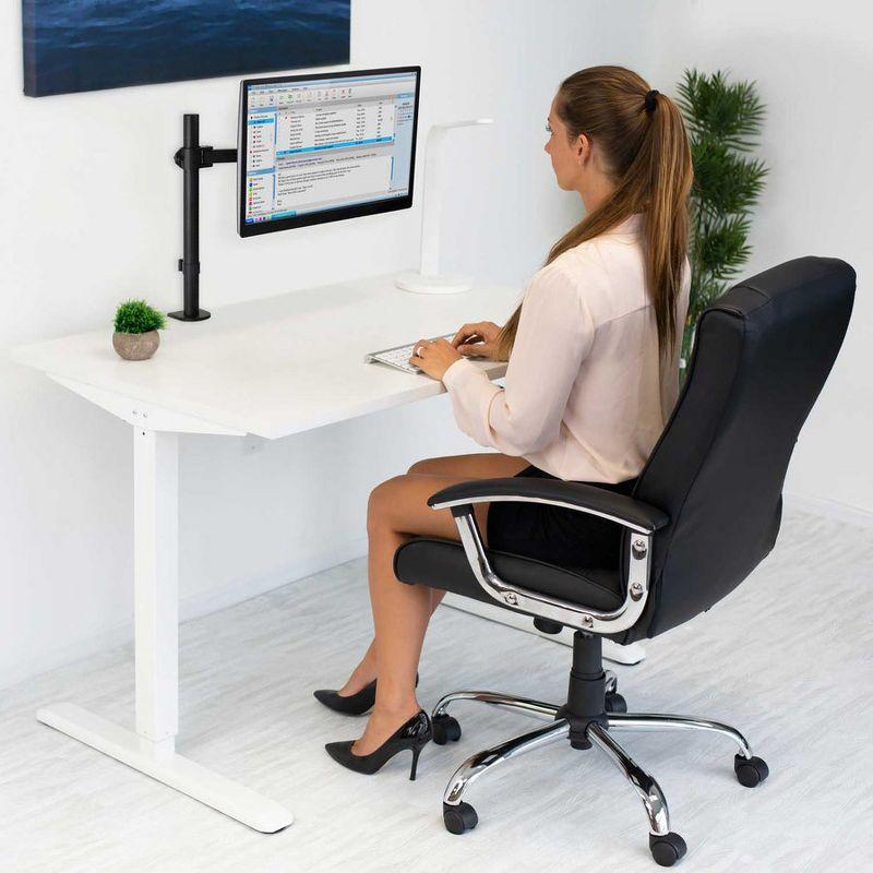 Mount-It! Single Monitor Arm Mount | Desk Stand | Full Motion Height Adjustable Articulating Tilt | Fits 13 - 32 Inch | C-Clamp and Grommet Base