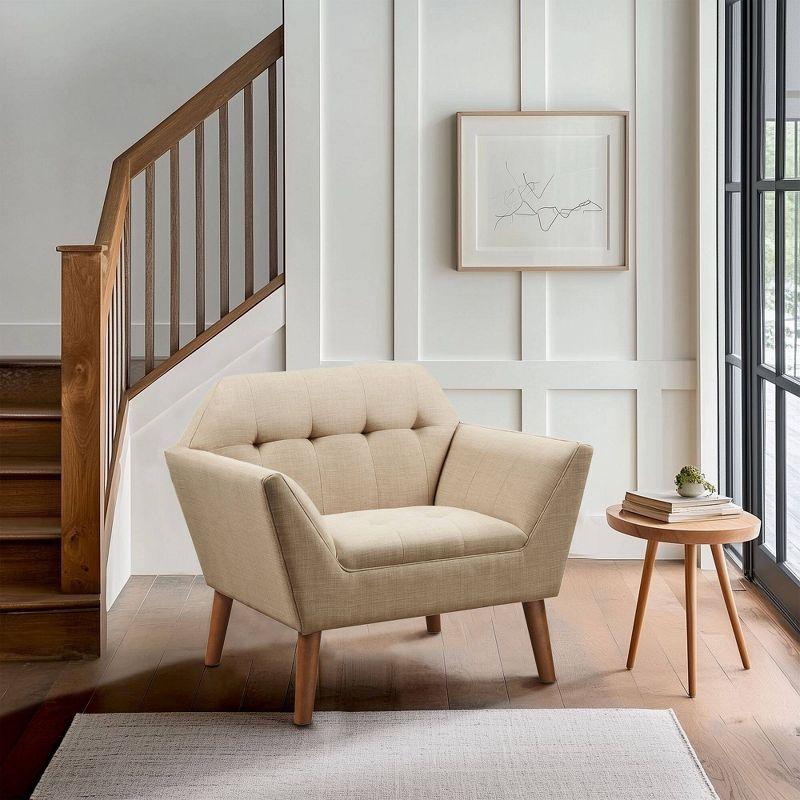 Newport Lounge Chair Beige - Ink+Ivy: Polyester Upholstered, Wood Legs, Foam Cushion, Spot Clean