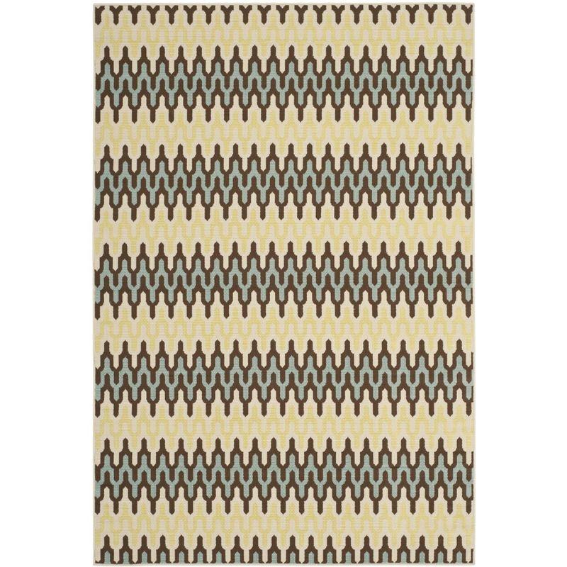 Hampton HAM518 Indoor/Outdoor Machine Made Accent Rug - 2'7"x5' - Light Blue/Green - Safavieh