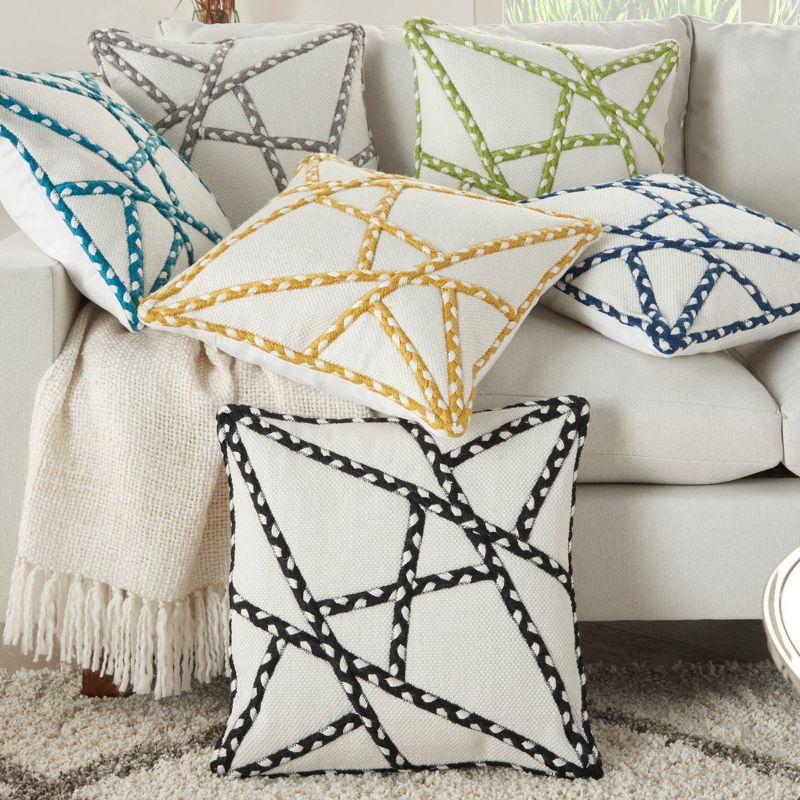 18"x18" Woven Braided Geometric Outdoors Square Throw Pillow - Mina Victory