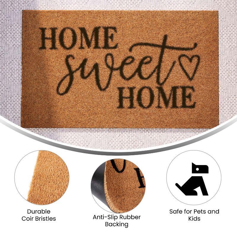 Flash Furniture Harbold 18" x 30" Indoor/Outdoor Coir Doormat with Home Sweet Home Message and Non-Slip Backing