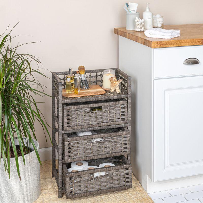 Household Essentials 3-Drawer Dresser with Top Shelf and Cutout Handles, Grey