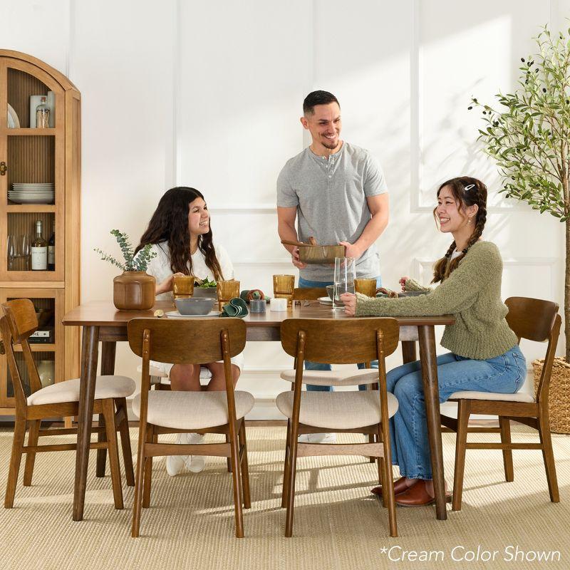 George Oliver 7-Piece Mid-Century Modern Upholstered Dining Set, Wooden Table W/ 6 Chairs