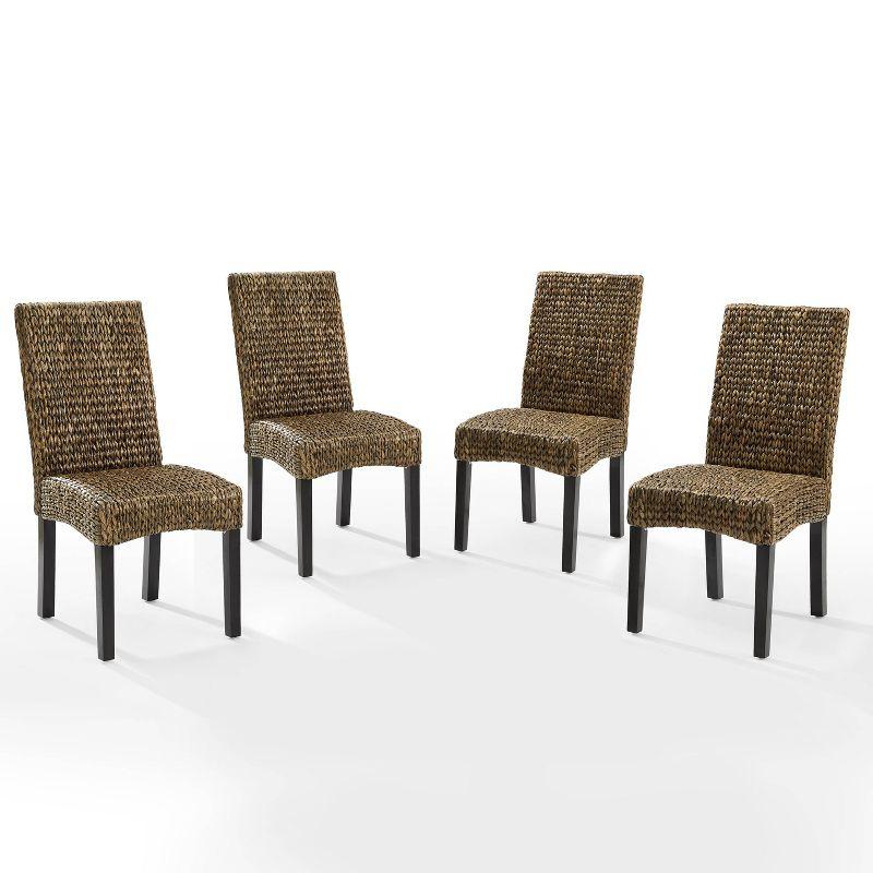 Set of 4 Edgewater Dining Chairs Seagrass/Dark Brown - Crosley