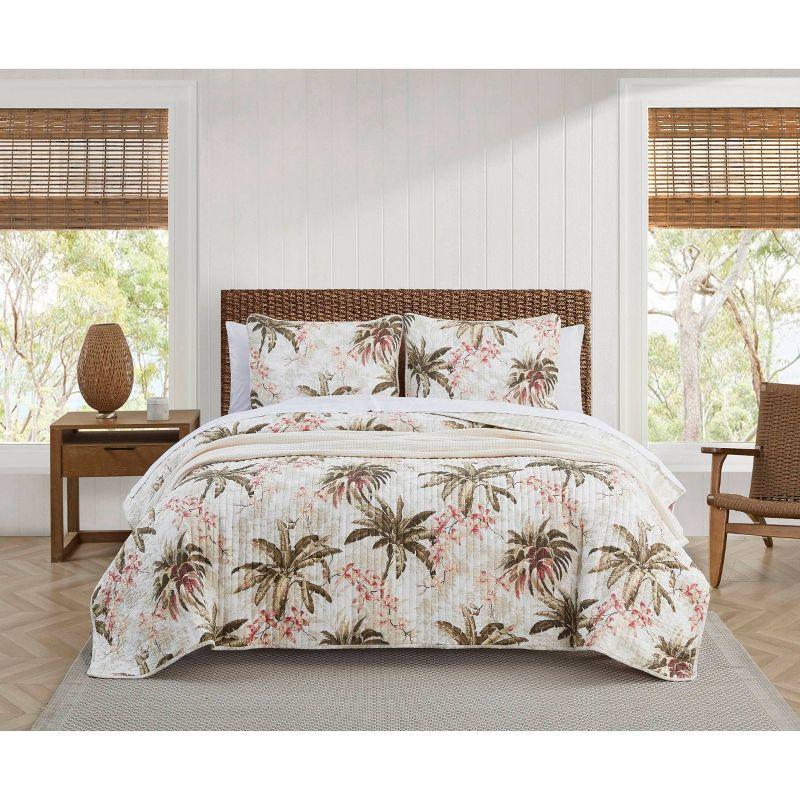 Tommy Bahama Bonny Cove Cotton Reversible Beige Quilt Set