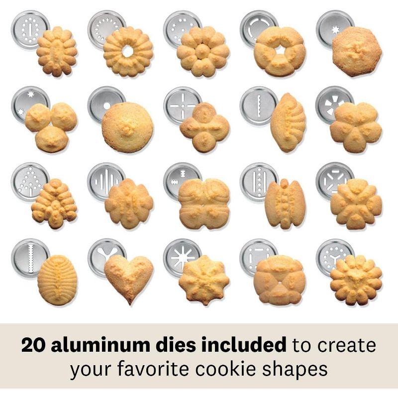 Marcato Atlas Biscuit Maker Press, Includes 20 Cookie Disc Shapes, Silver