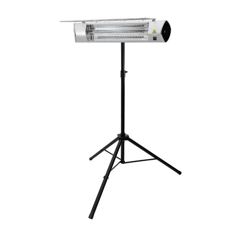 Kenmore Carbon Infrared 1500W Electric Patio Heater with Tripod & Remote Silver: Indoor/Outdoor Use, 130 Sq Ft Coverage