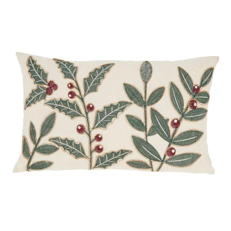 Saro Holly Berry Burst Throw Pillow Cover