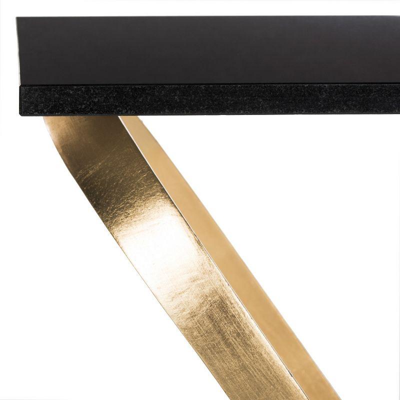 Dovie Gold Leaf Glass Top Side Table - Black - Safavieh.