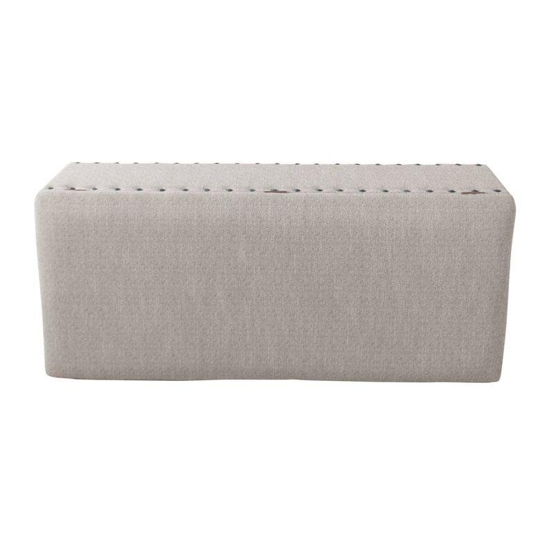 Large Storage Bench with Nailhead Trim Light Gray - HomePop: Multifunctional, Upholstered, Bedroom Entryway Seating