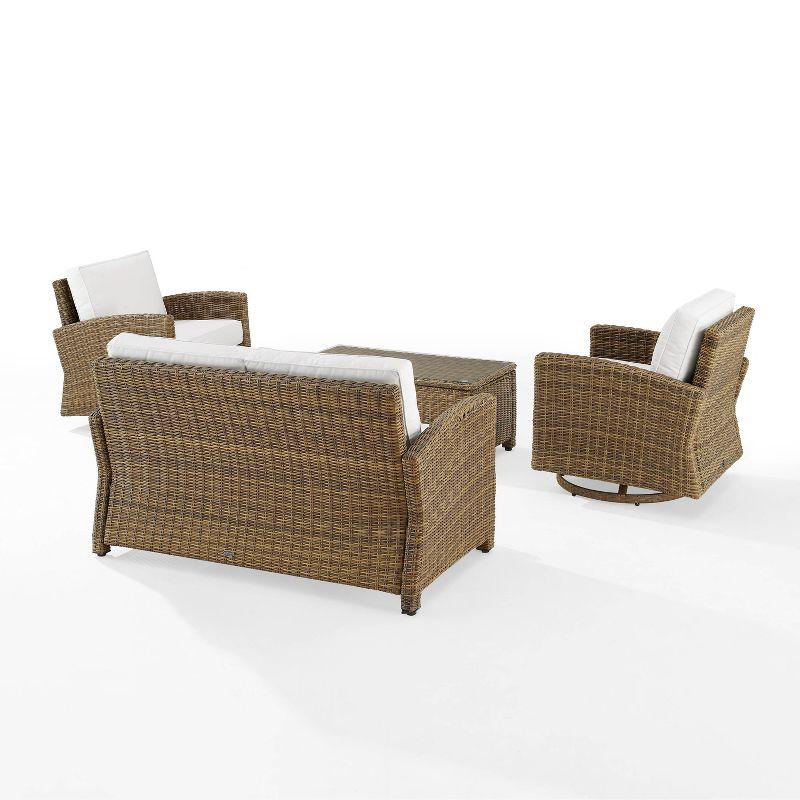 Bradenton 4-Person Weathered Brown Outdoor Conversation Set with Sunbrella White Cushions