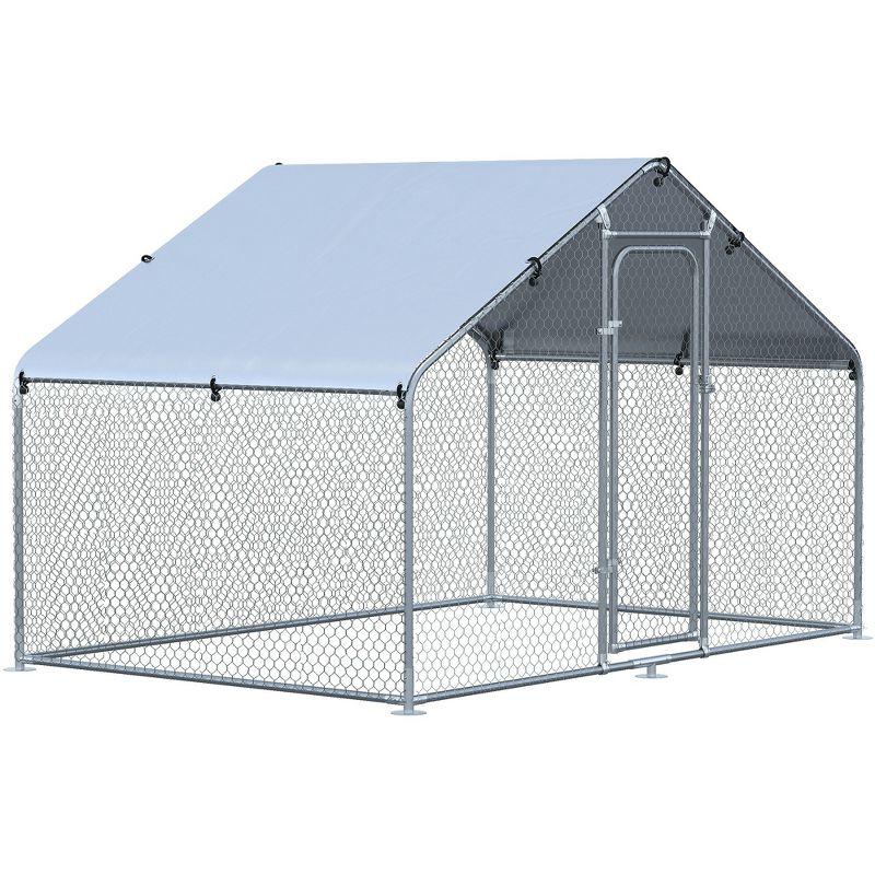 Large Galvanized Metal Chicken Coop with UV Cover