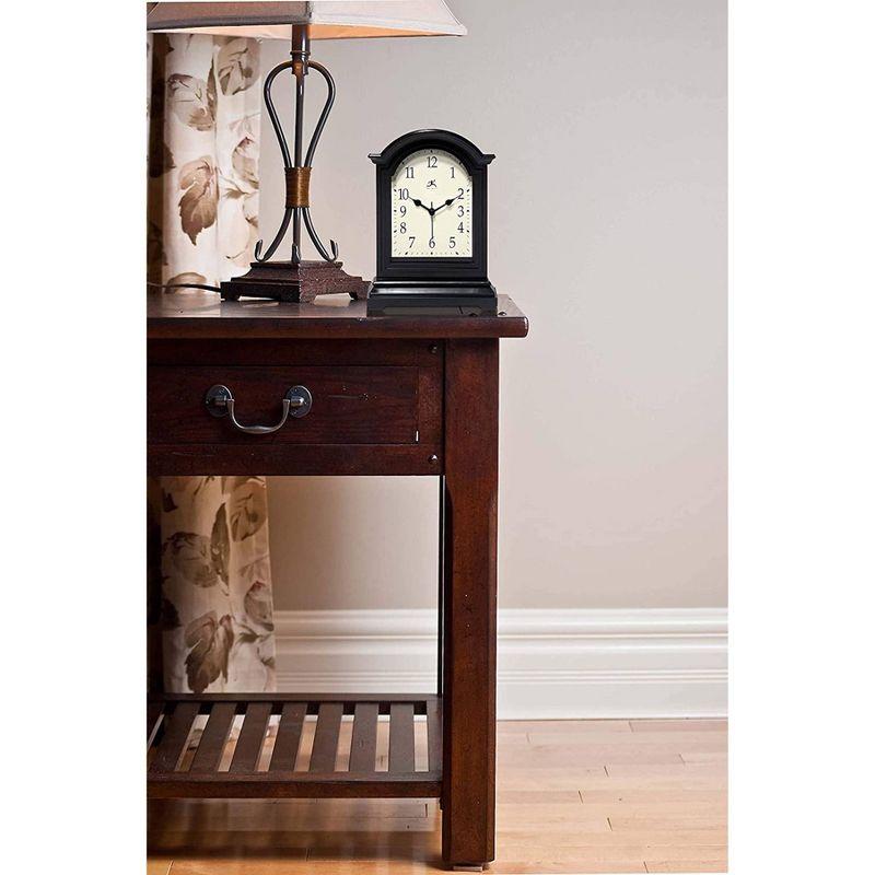 9" Antique Tabletop Clock Black - Infinity Instruments: Modern Analog Mantel Clock, Beige Face, Plastic Housing