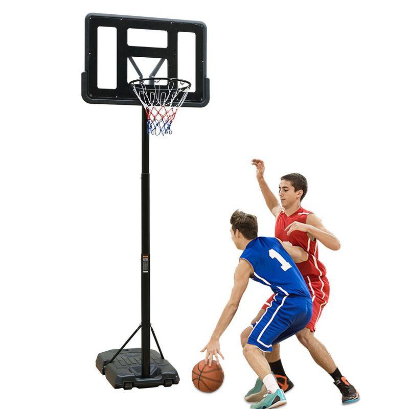 Adjustable 44" Black Iron Portable Basketball Hoop with Wheels