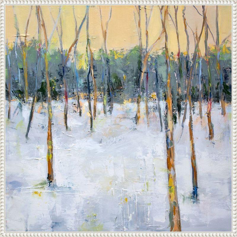 Winter Forest Impressionist Canvas Print with Beaded Frame