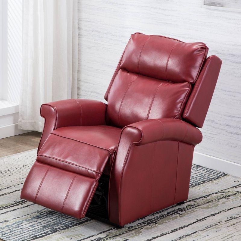 Comfort Pointe Lehman Power Recliner Chair Red: Upholstered Faux Leather, Multi-Position Lift, Remote Control