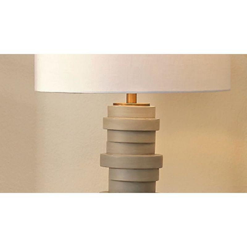 Ridgeway Table Lamp Gray - Splendor Home: Coastal-Inspired, Resin Stacked Discs, Linen Drum Shade