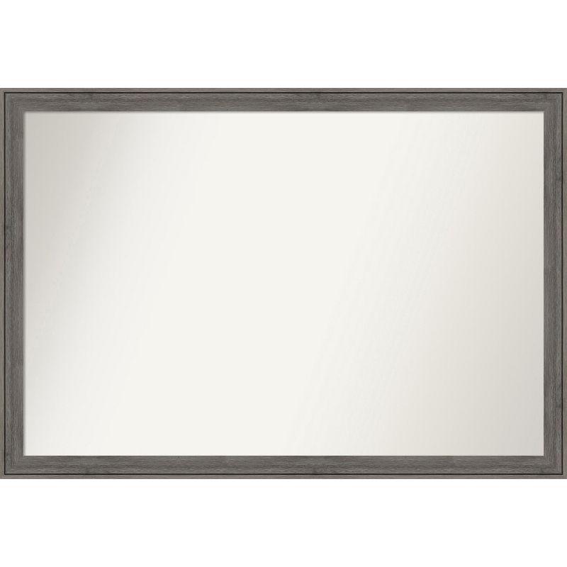 Amanti Art Regis Barnwood Grey Narrow Non-Beveled Wood Bathroom Wall Mirror 26.5 x 38.5 in.