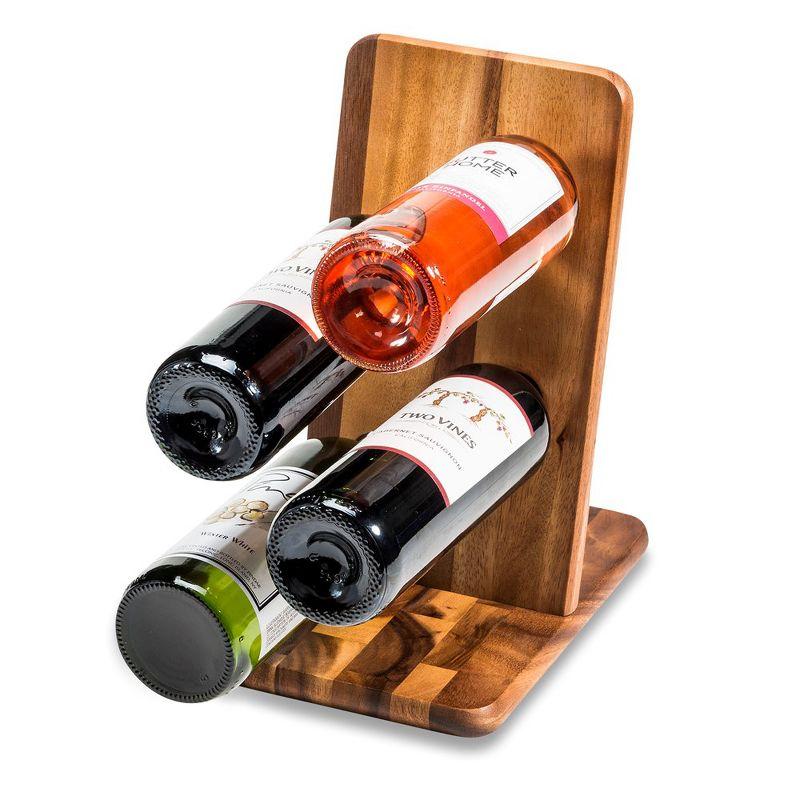 Kalmar Home Acacia Floating Wine Bottle Holder - 4 bottle