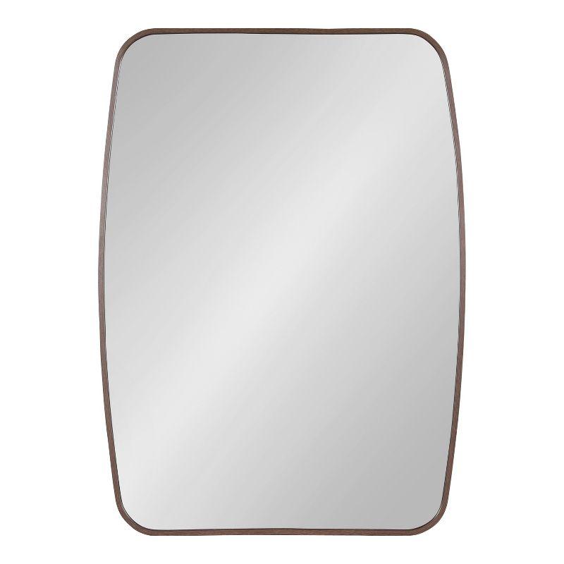 Kate and Laurel Zayda Metal Square Barrel Mirror, 20x28, Walnut Brown