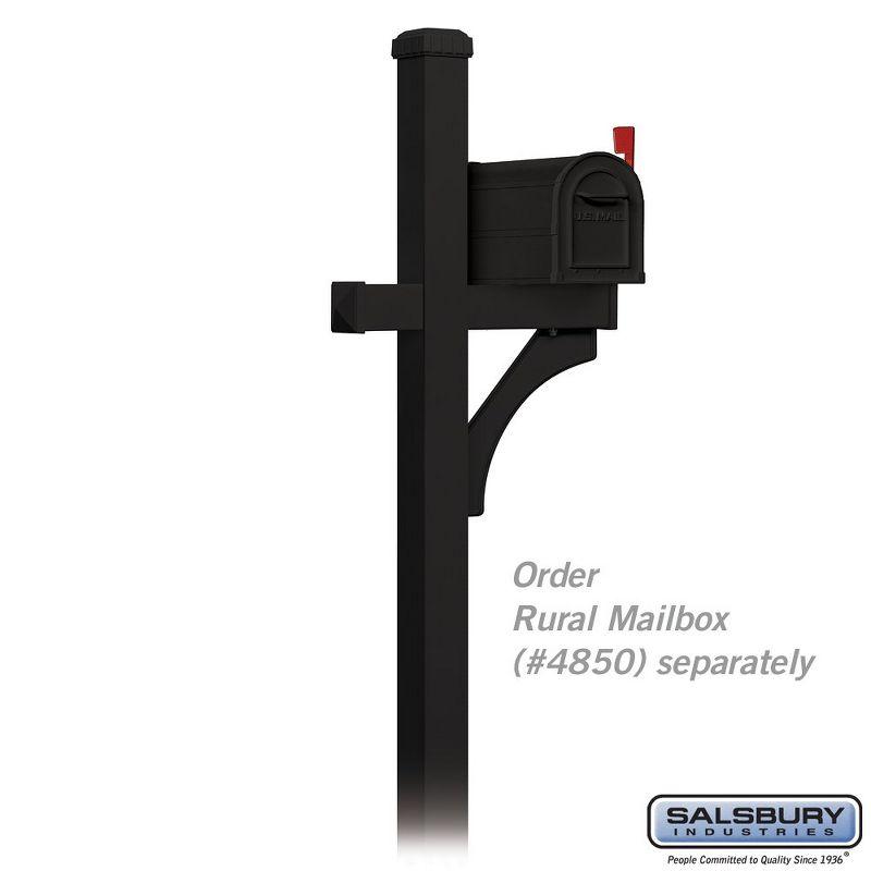 Salsbury Industries Deluxe Mailbox Post - 1 Sided - In-Ground Mounted - Black