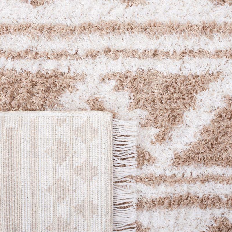 Ivory and Beige Flat Woven Synthetic 4' x 6' Area Rug