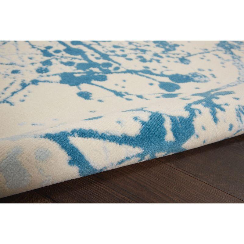 Nourison Jubilant 4' x 6' Ivory/Blue Area Rug Contemporary Artistic Abstract by Nourison