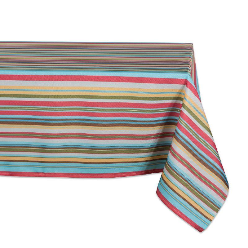 84"x60" Multicolor Striped Polyester Outdoor Tablecloth