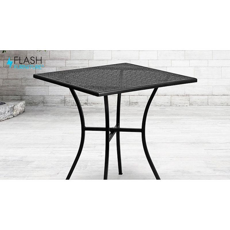 Flash Furniture Oia Commercial Grade 28" Square Light Gray Indoor-Outdoor Steel Patio Table