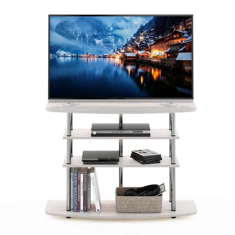 Furinno 4-Tier No Tools TV Stand Entertainment Center Hold up to 46" TV White Oak