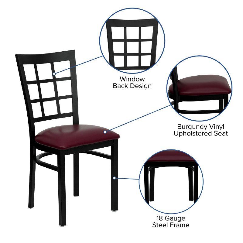 Hercules Series Black Window Back Chair with Burgundy Vinyl Seat