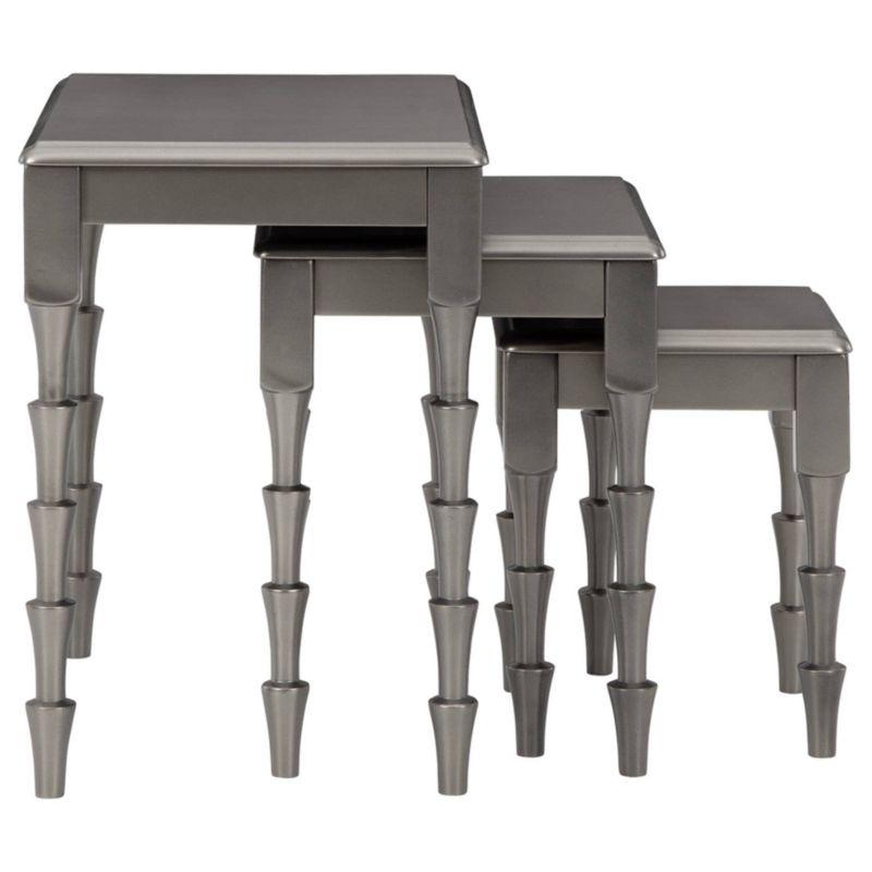 Metallic Gray Wood and Metal Nesting Side Tables Set