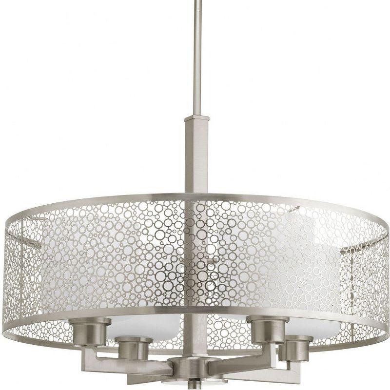 Progress Lighting Mingle 4-Light Pendant, Brushed Nickel, Etched Parchment Glass Shade