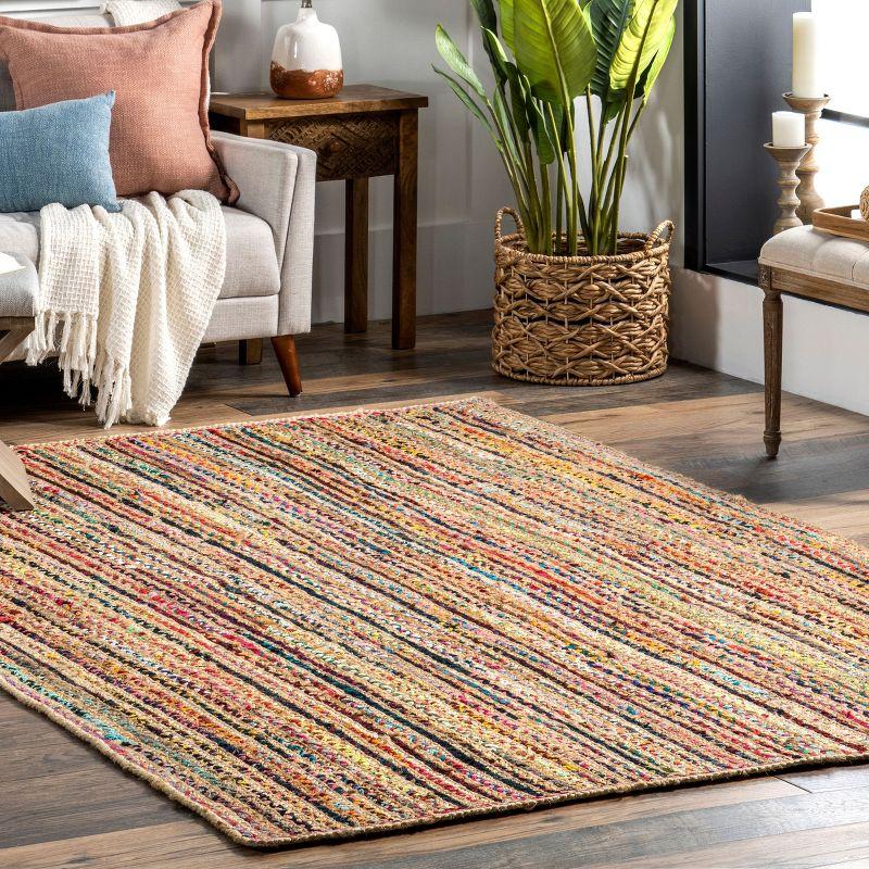 Nuloom Aleen Striped 6x9 Jute Indoor Area Rug for Dining Room Rug Neutral Rug Living Room Rug Kitchen, Multicolor