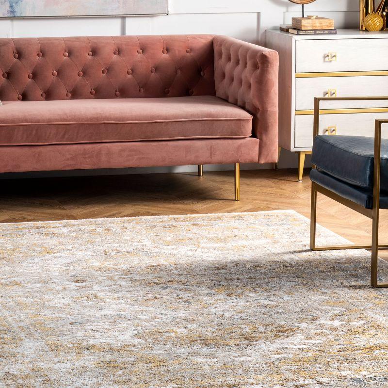 Nuloom Madisson Medallion 2x6 Runner Indoor Area Rug for Living Room Bedroom Dining Room Entryway Hallway Kitchen, Gold/Ivory
