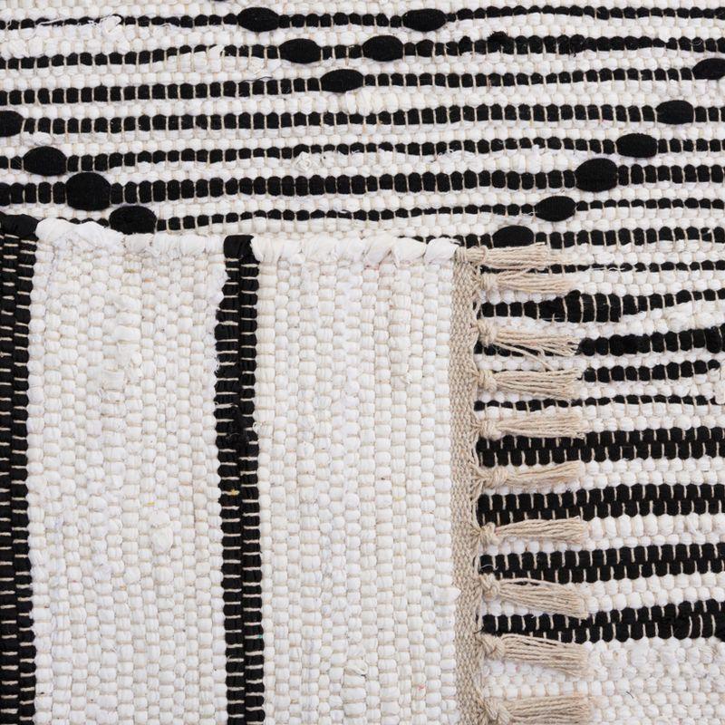 Striped Kilim STK200 Hand Woven Area Rug - Black/Ivory - 6'x6' - Safavieh.