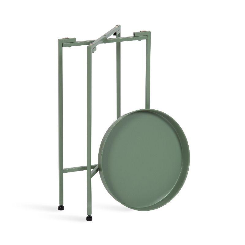 Kate and Laurel Deliah Round Metal Tea Table, 14.25x14.25x25.75, Green