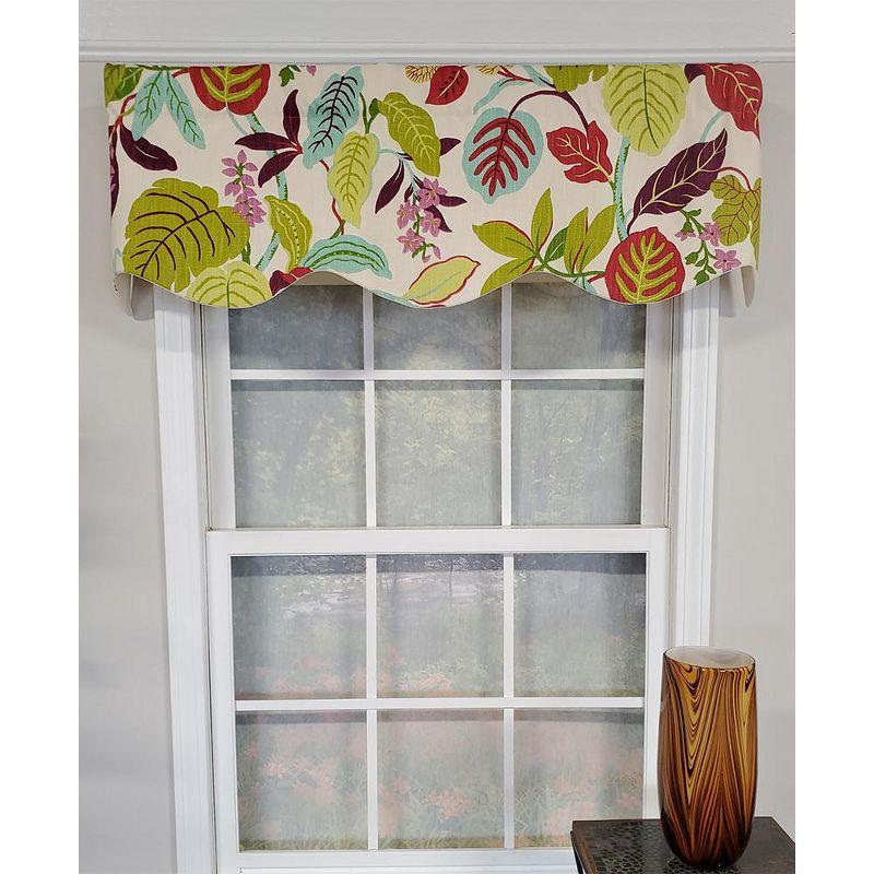 Antonia Floral 50'' W Cotton Window Valance with Ivory Lining