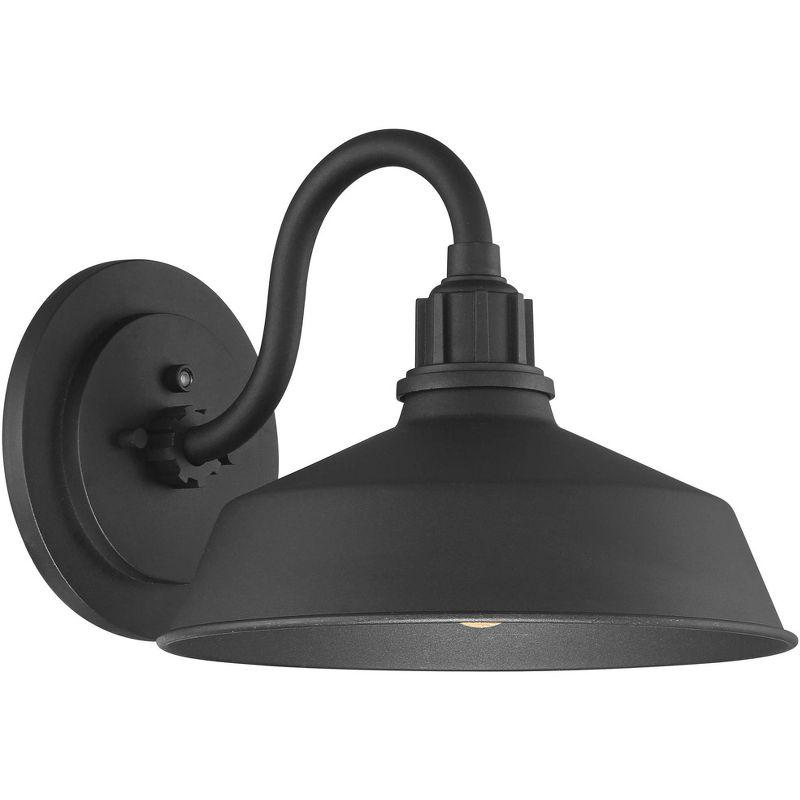 Franklin Iron Works Arnett Rustic Farmhouse Outdoor Barn Light Fixture Black Dusk to Dawn Gooseneck 10 1/2" for Post Exterior Barn Deck House Porch