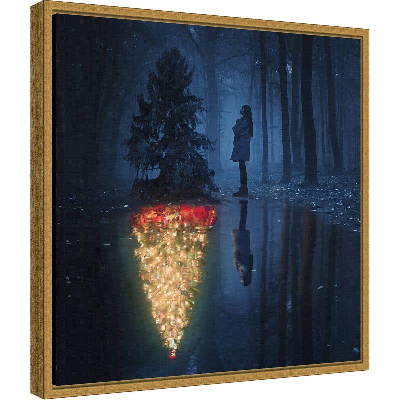 16" x 16" The Hope of Christmas Tree by Terry F Framed Canvas Wall Art - Amanti Art