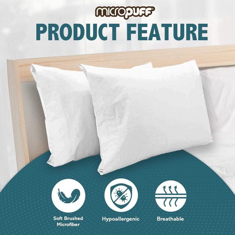 Micropuff 100% Microfiber Pillow Case – White (2 pack)