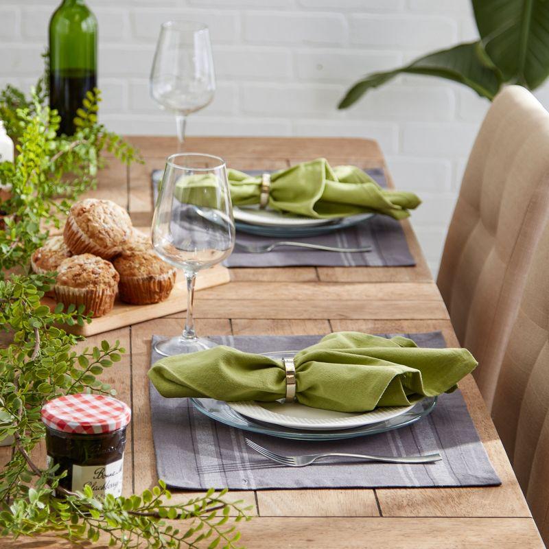 DII French Stripe Placemat Set 6 Piece, Gray Chambray, 13x19"
