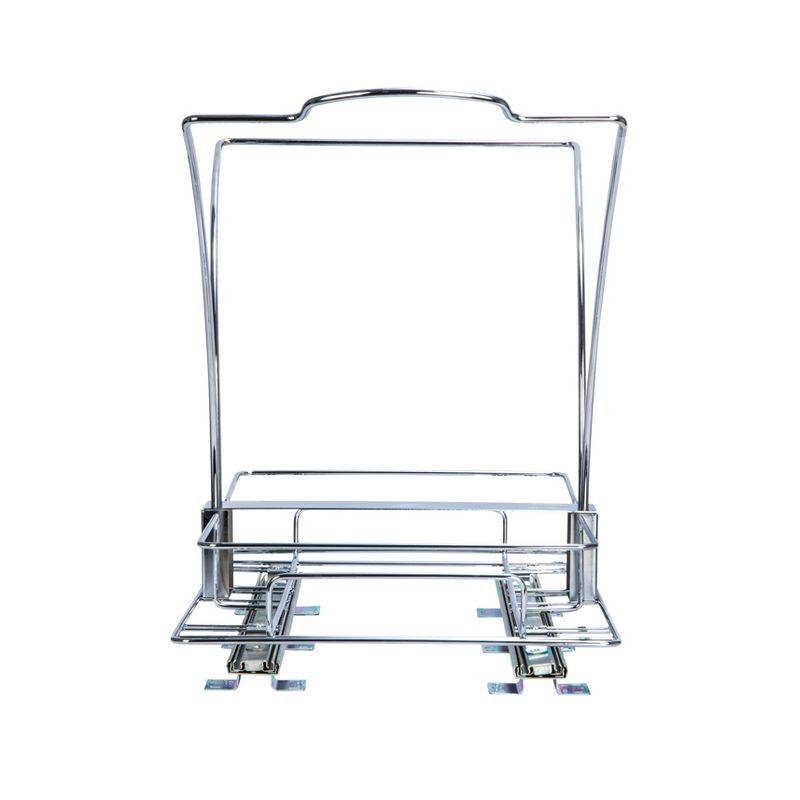 Glidez Chrome-Plated Steel Pull-Out/Slide-Out Discreet Double 9 Gallon Plastic Trash Cans and Recycling Bins for Under Cabinet Use - Chrome and White