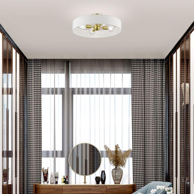 Livex Lighting Venlo 4 - Light Semi-Flush Mount in  Satin Brass/Shiny White