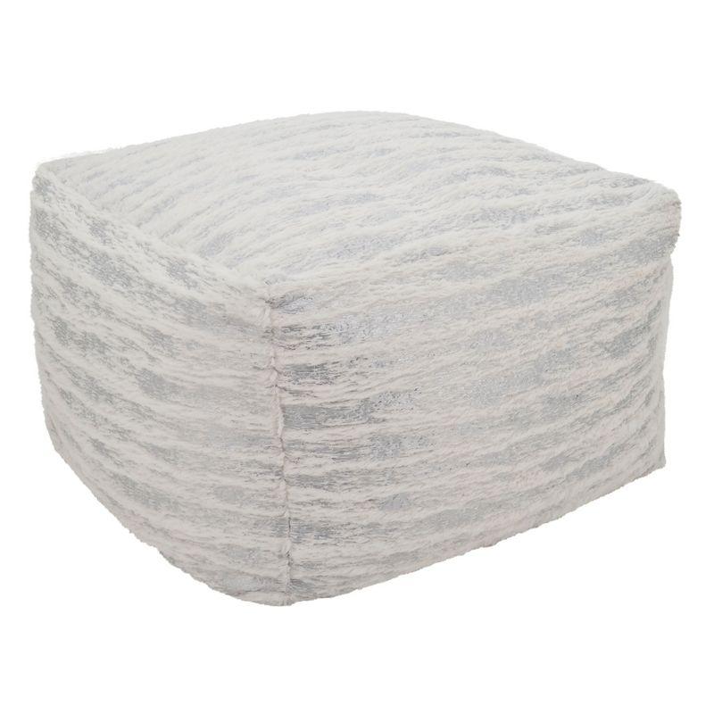 Saro Lifestyle Floor Pouf With Foil Print Faux Fur Design